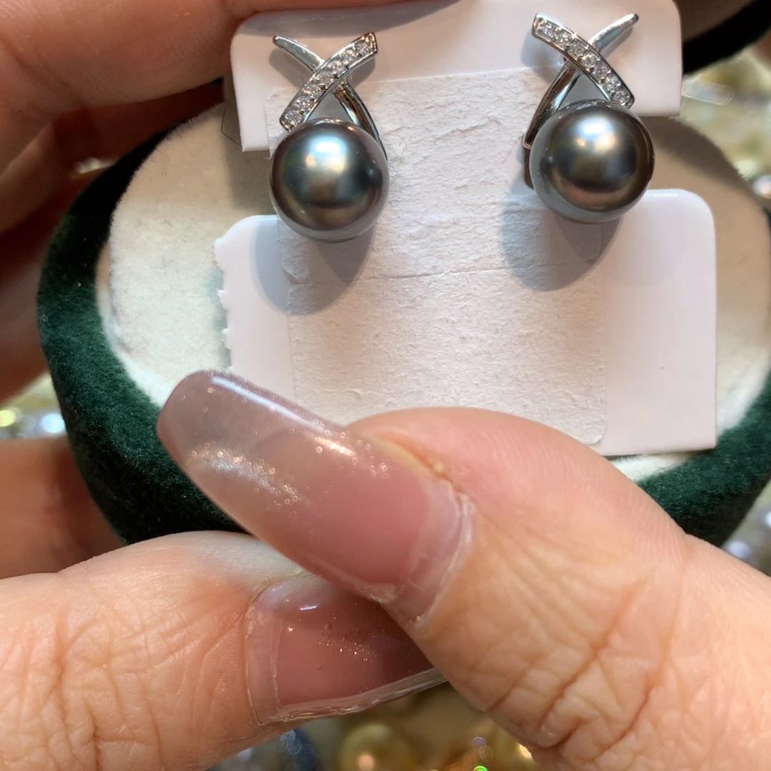 海水珍珠耳饰银S925镶嵌