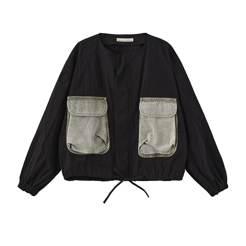 【茉舍】夹生 HALF MADE 25春夏牛仔拼接工装夹克132J217902-1590