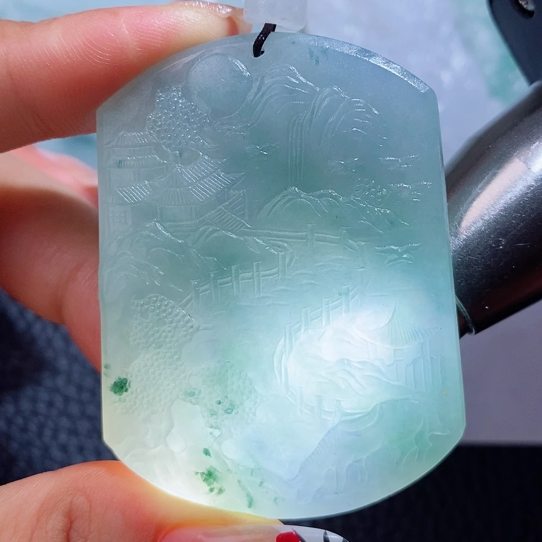 定制翡翠未镶嵌毛货付款后确认抛光