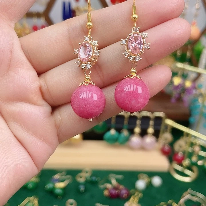 合金石英质玉耳饰