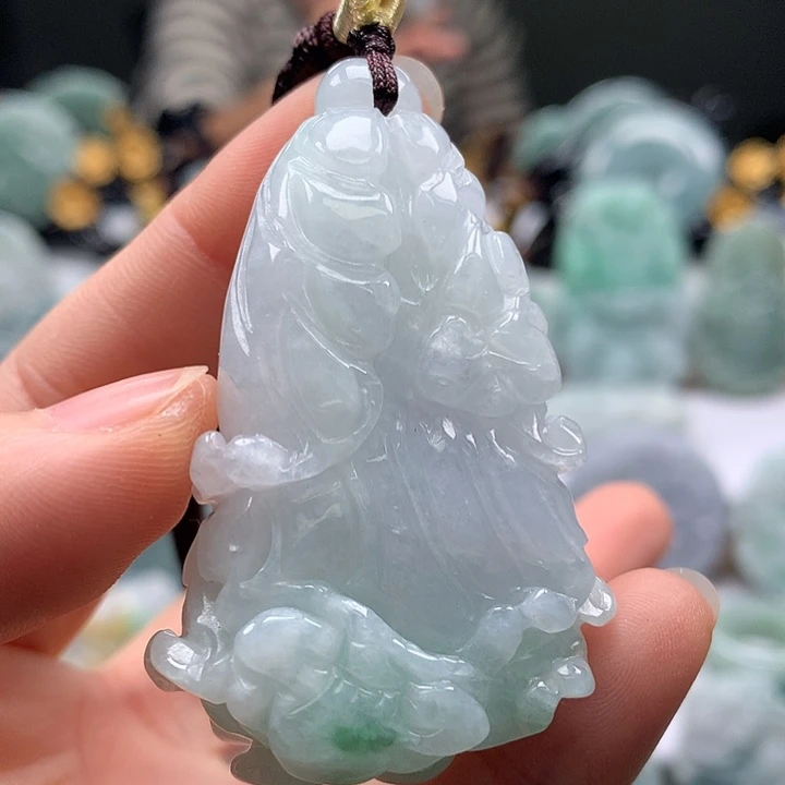 翡翠未镶嵌颈饰百财卡厚16