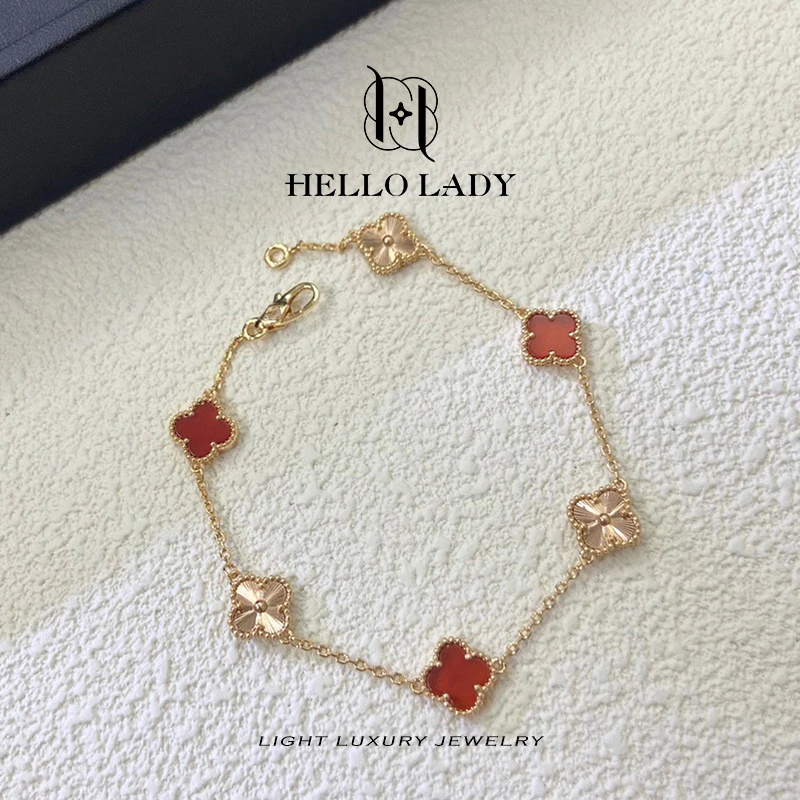 【V金版本】精工CNC 红色镭射六花手链1458