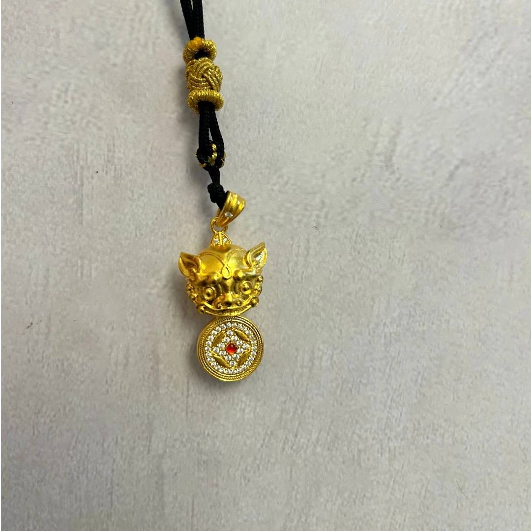 吊坠足银 镶钻大貔貅吊坠手工时尚编织编绳古法精美素款