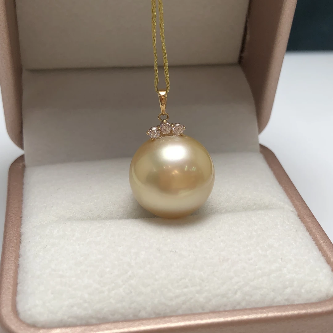 南洋海水金珠18K吊坠14-15mm精致时尚送礼