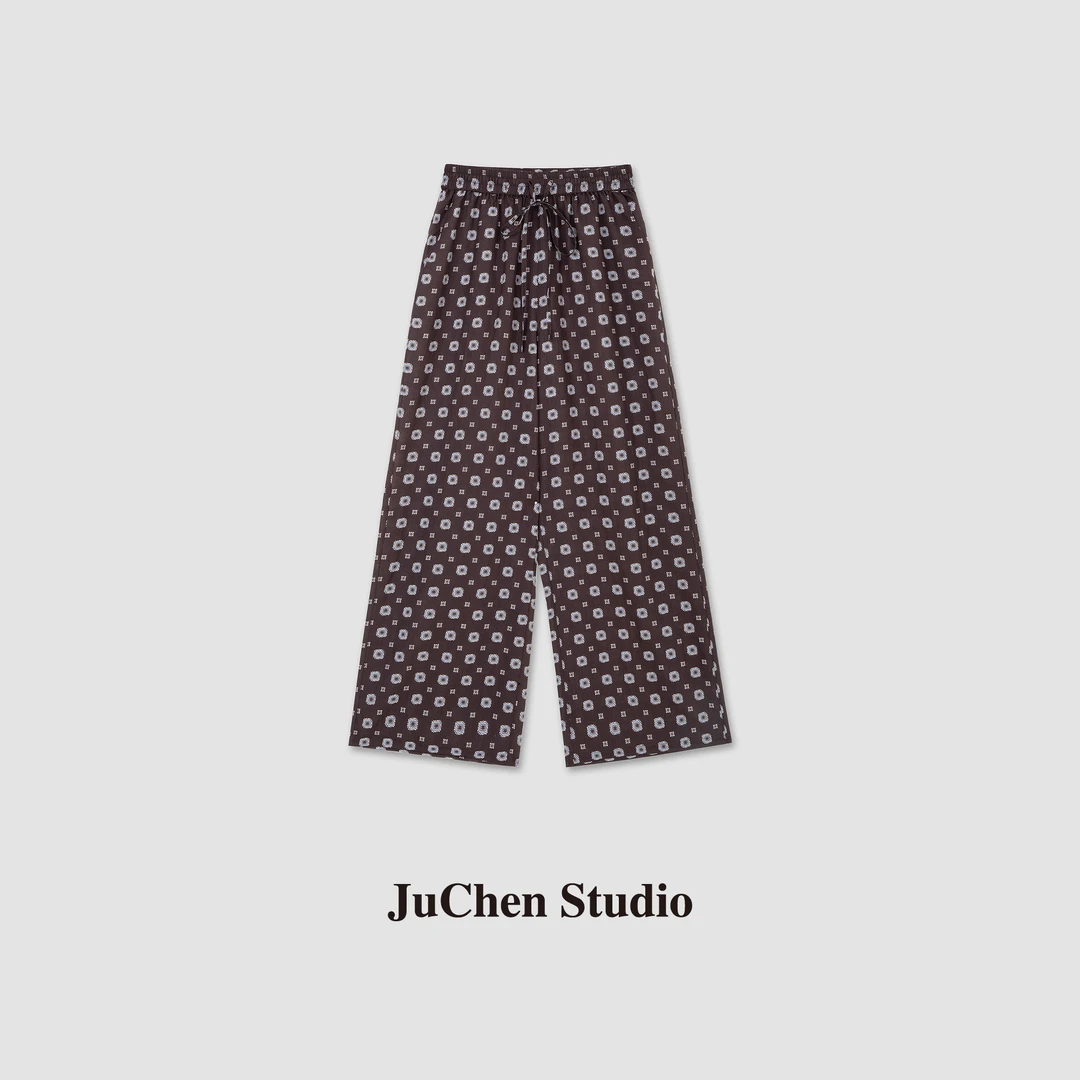 “小雏菊”定纺可露丽风满幅印花松紧腰抽绳直筒休闲裤SS201001-54