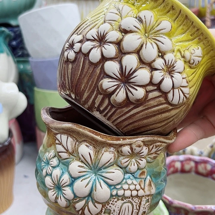 多肉绿植陶瓷花盆9.9包邮，有孔