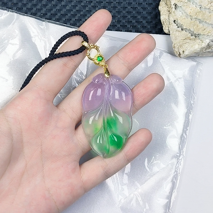 （聚宝严选）D357紫绿大叶子吊坠妈妈款精致精美百搭时尚