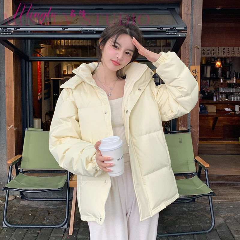名缕女装羽绒服短款冬季2025年新款加厚连帽宽松保暖时尚羽绒服