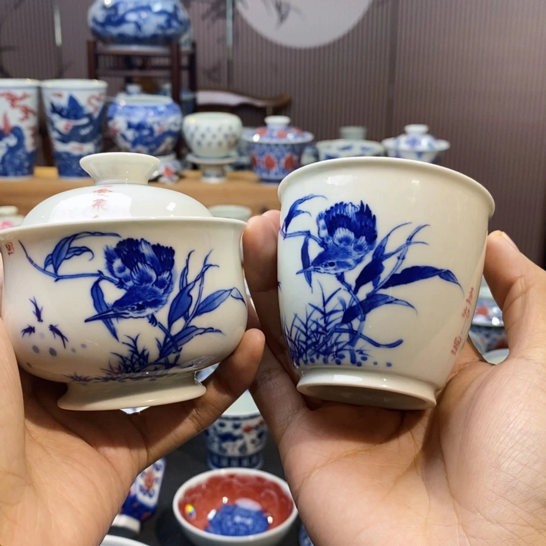 单翠两件套手绘柴窑