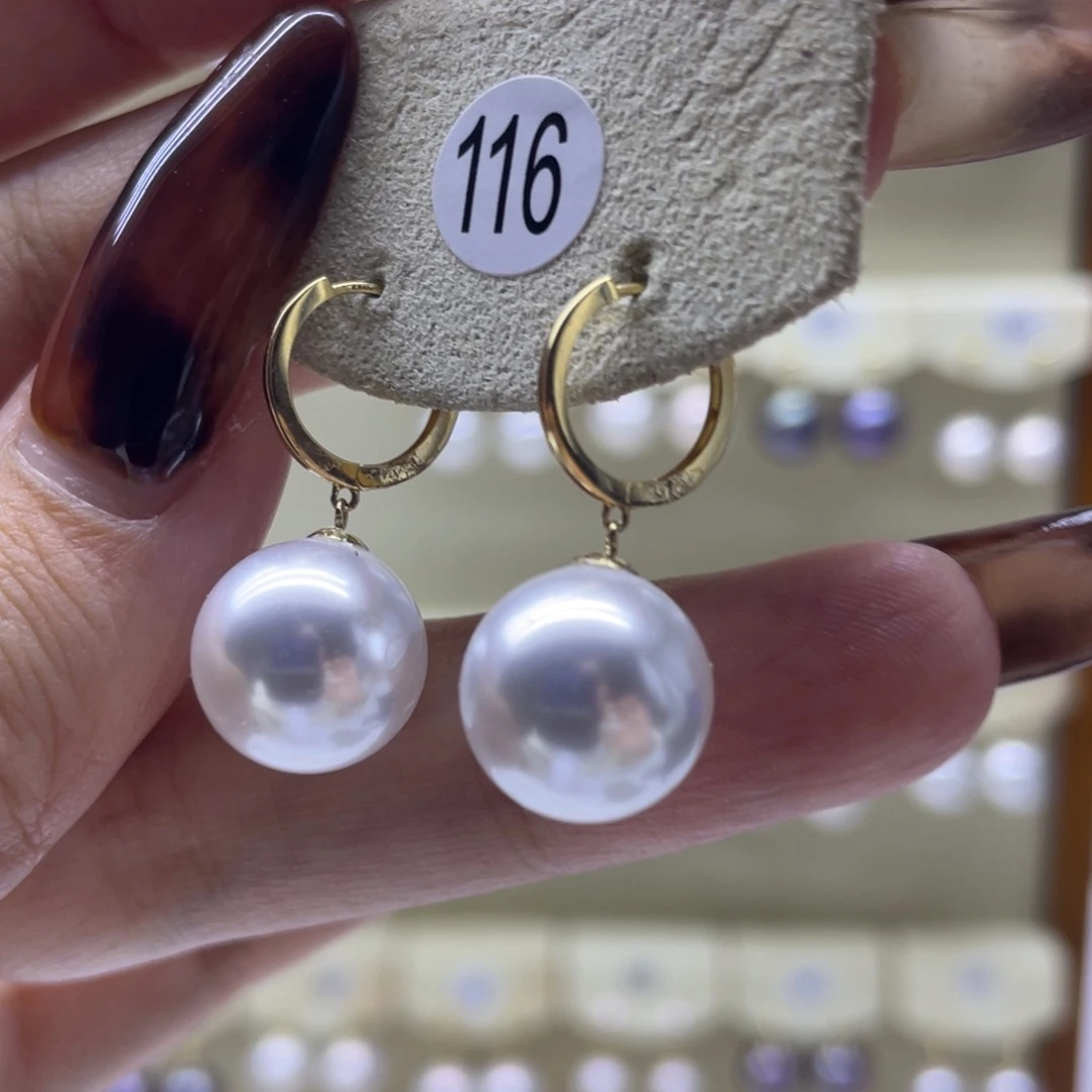 淡水珍珠耳饰18K金镶嵌