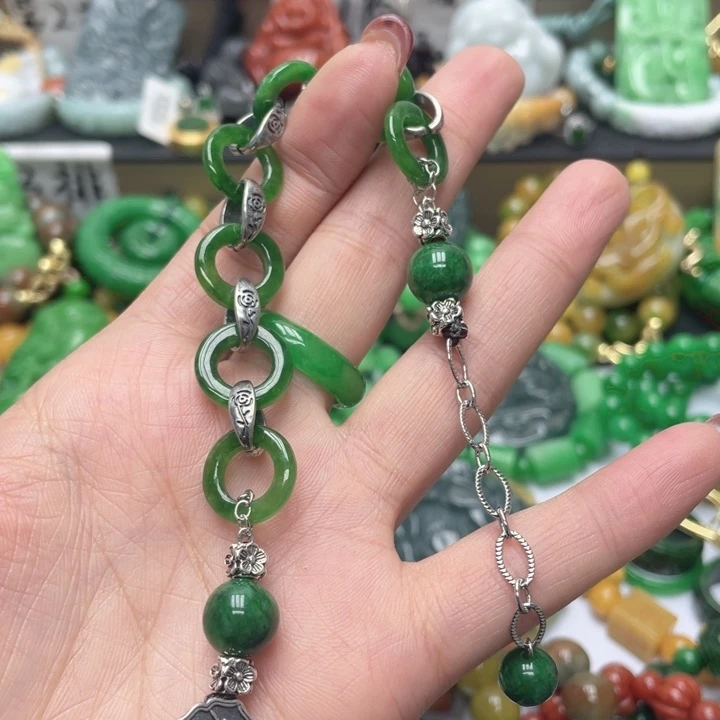 翡翠未镶嵌手链手链干青处理18