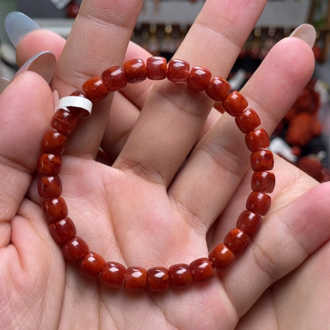 【闪购商品】未镶嵌火焰纹直切手串6.5m南红玛瑙