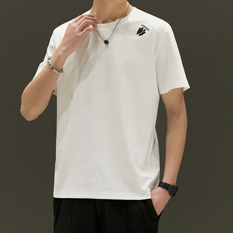 侨迪蒙拉夏季男士圆领简约时尚短袖T恤百搭休闲半袖打底潮流体恤