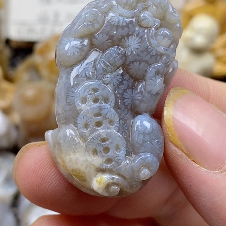 颈饰未镶嵌硅化珊瑚（珊瑚玉）
