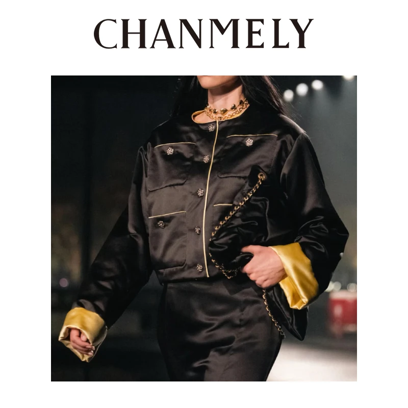 【CHANMITY】25/FW香风高级手工坊星星定钻高级金色拼接外套025878