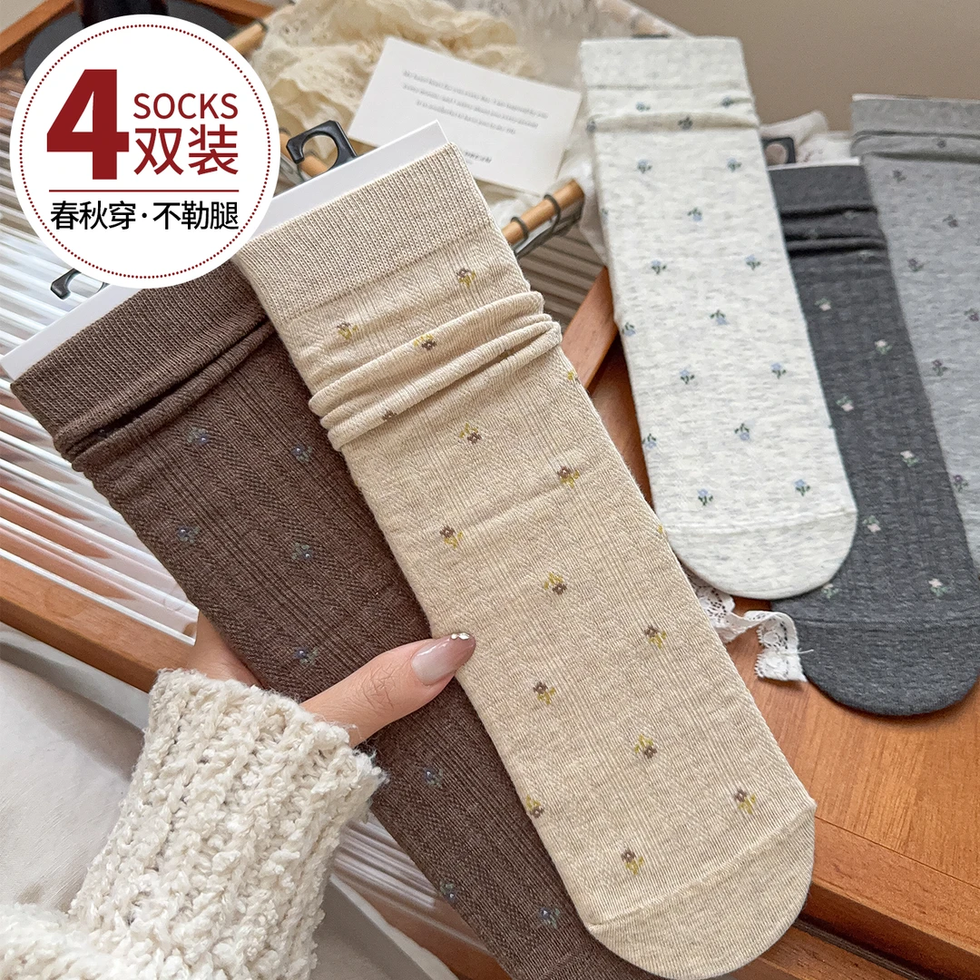 袜子女款秋季中筒袜棉袜防臭堆堆袜网红爆款2025新款女搭配小皮鞋