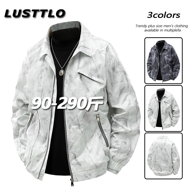 潮牌设计感夹克男士春秋款大码休闲外套宽松潮流帅气百搭加肥加大