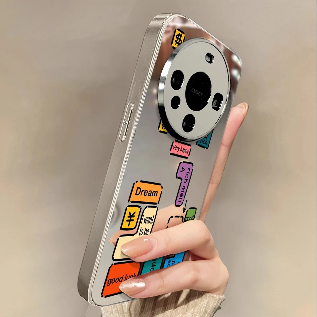 适用于华为mate70Pro手机壳镜面彩色方块Mate60/50e外硅胶全包女