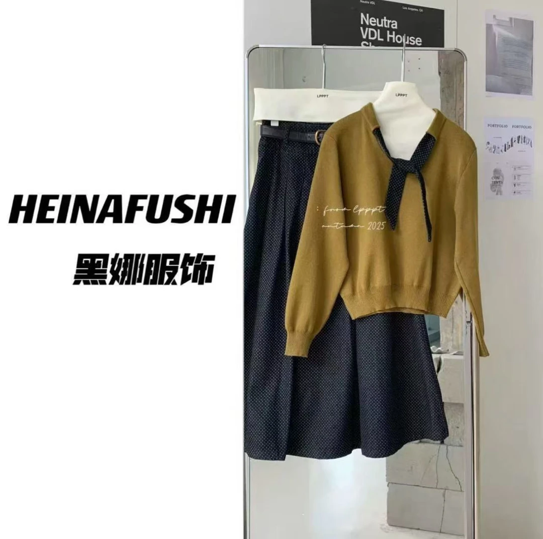 【清仓】韩系小清新波点领带上衣2911-1