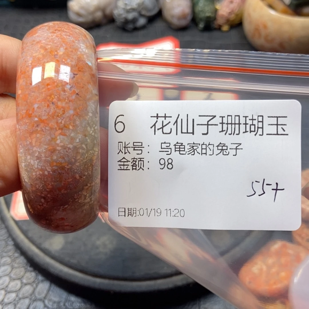 硅化珊瑚（珊瑚玉）手镯未镶嵌乌****子6