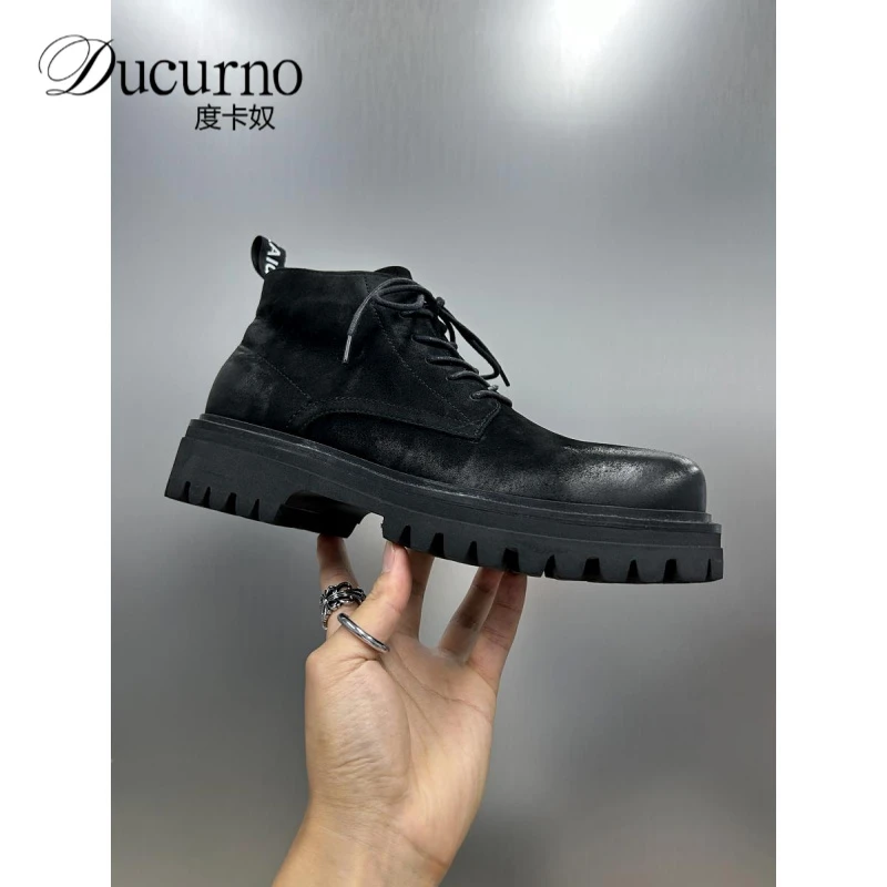 马丁靴男短靴原创小众男鞋厚底轻便工装靴高端机车靴复古高帮皮鞋