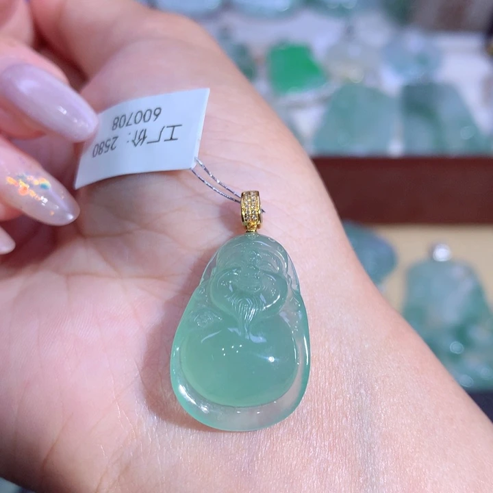 翡翠18K金镶嵌吊坠(不含链)翡翠