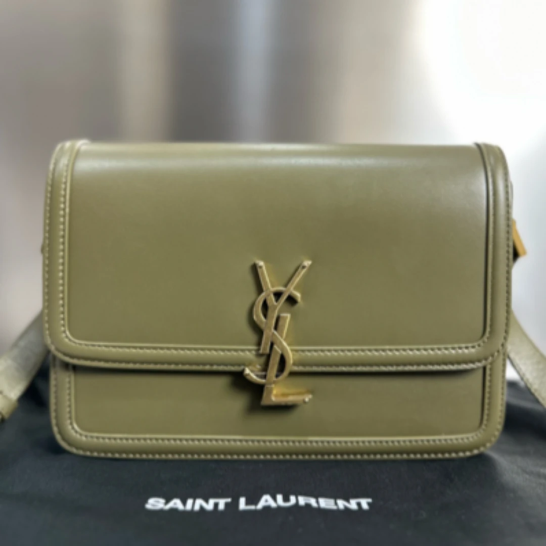 95新 YSL/圣罗兰 牛油果绿金标皮革单肩包12093623