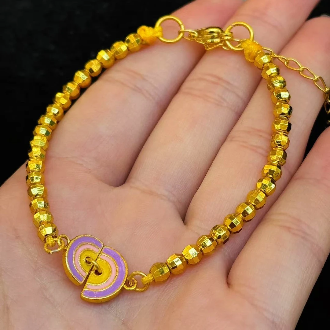 铜合金手链 时尚女孩多金多福碎金精致礼物手工串珠饰品彩色百搭