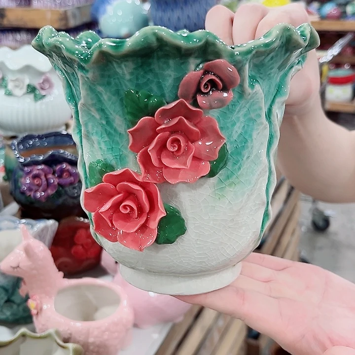 有孔.凑单10元陶瓷花盆发货！