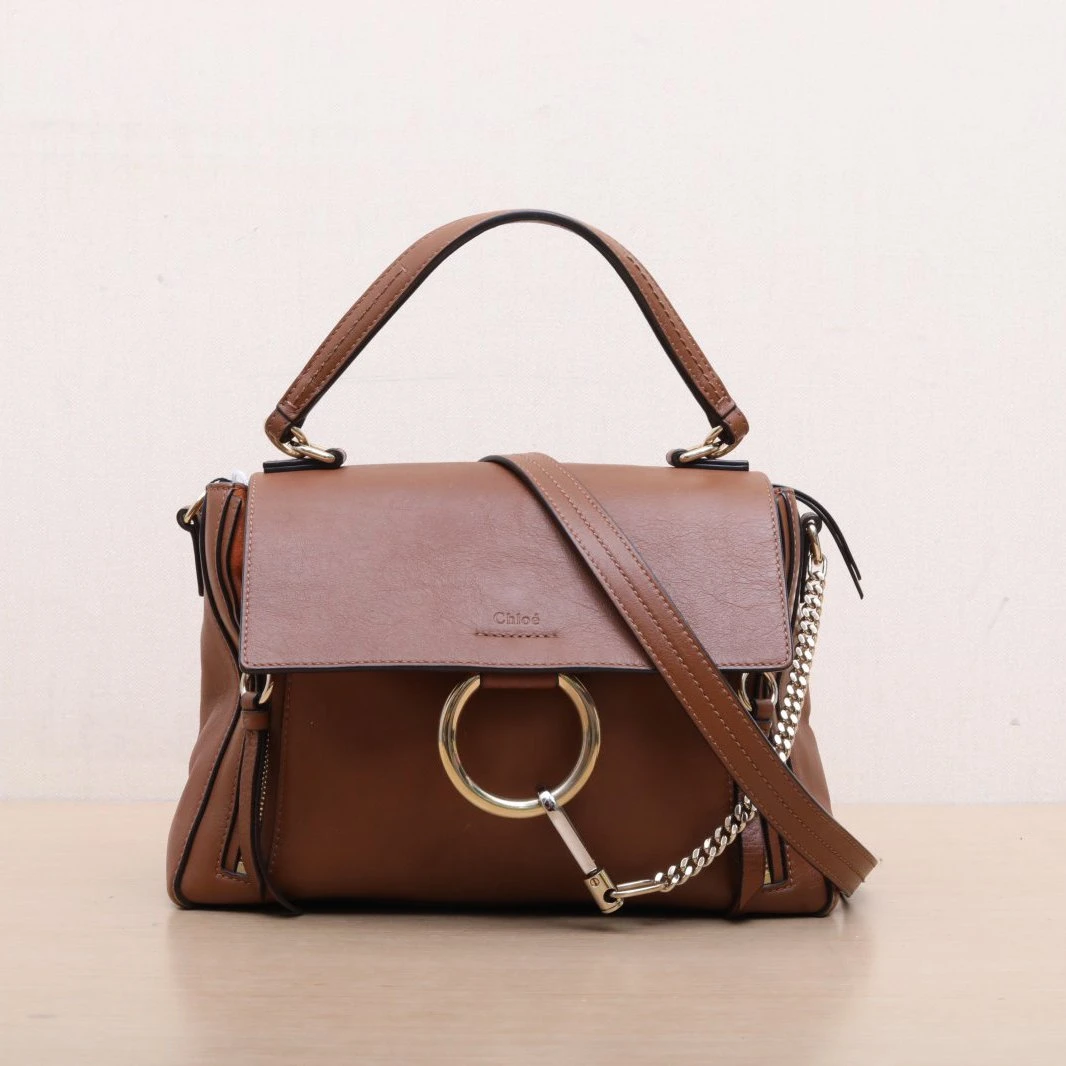 95新 Chloe/蔻依 【黑黑】 棕色 Faye 手提包 斜挎包 377401