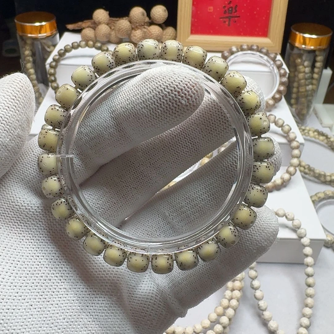 手串星月菩提石玉料8/7玉化料通体留白小散星