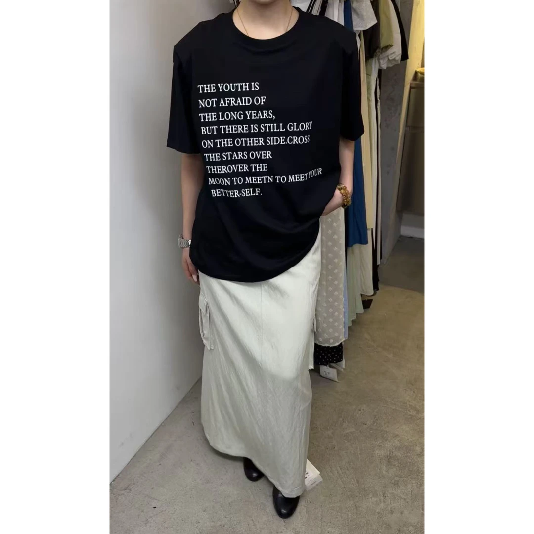 ABOUT·INS福秒 （9ab056#) 衣柜里不可或缺的大件字母T恤 9-814