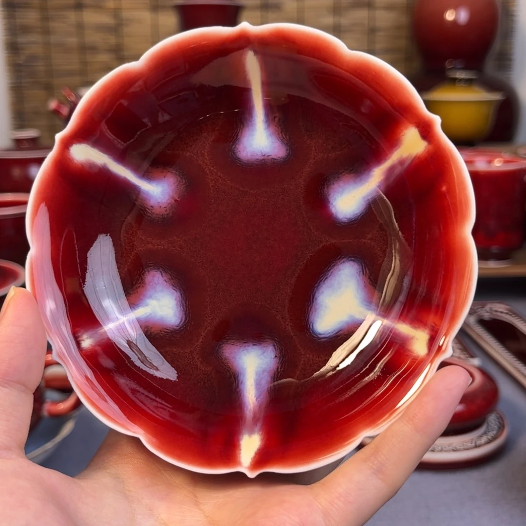 景德镇陶瓷 花釉 杯拖