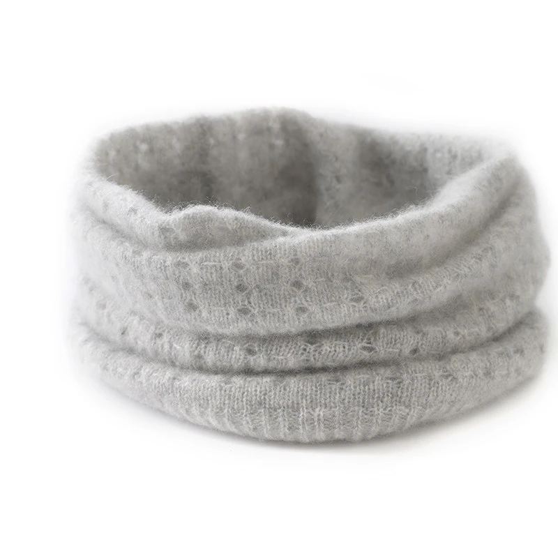 100%纯山羊绒脖套男女同款保暖护颈围巾秋冬季针织套头软糯小围脖