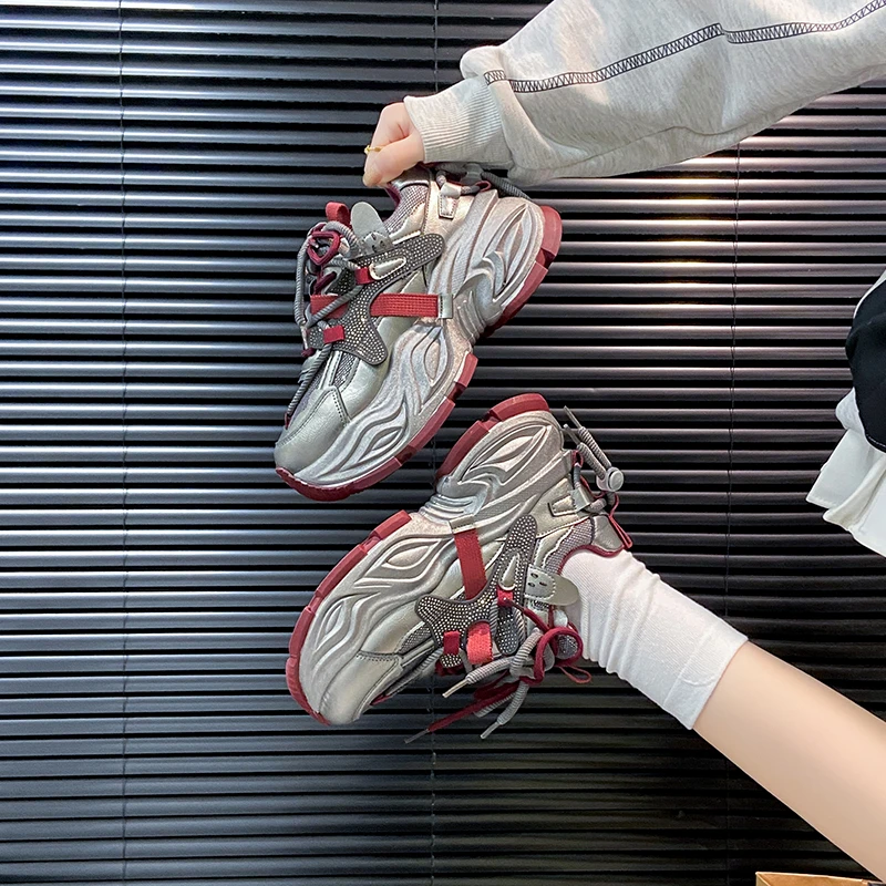 欧洲站厚底老爹鞋女2025年春季新款时尚超火百搭女士休闲运动鞋潮