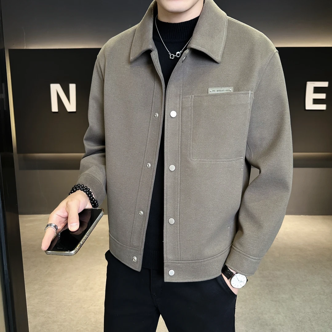 霍罗哈芬HOROHUVEN毛呢外套男士秋冬季新款潮牌短款毛呢大衣夹克