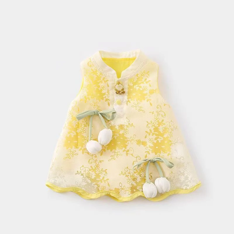 婴儿衣服夏装宝宝中式连体衣中国夏季薄款包屁衣无袖汉服哈衣爬服