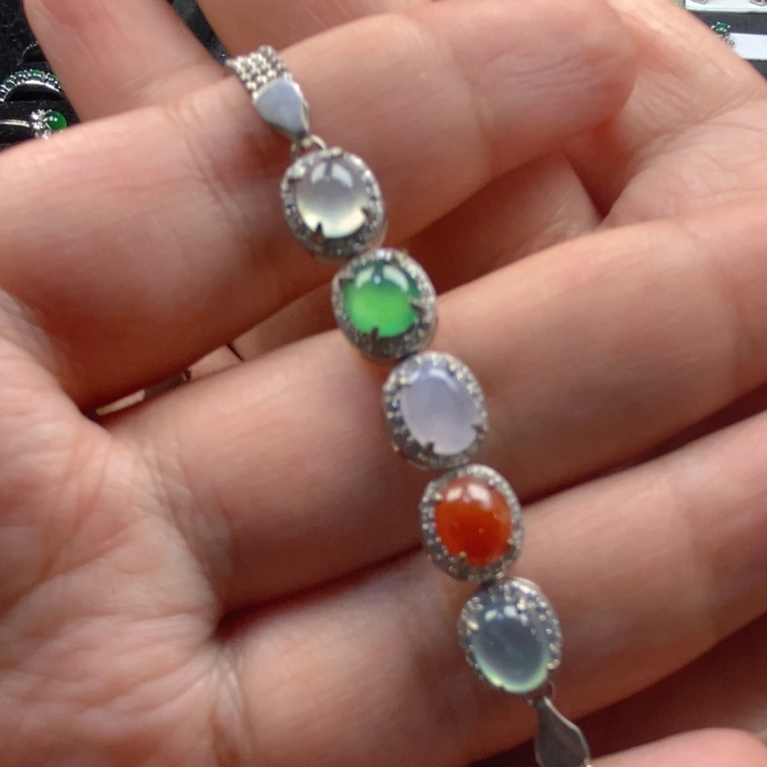 手链翡翠未镶嵌多彩手链