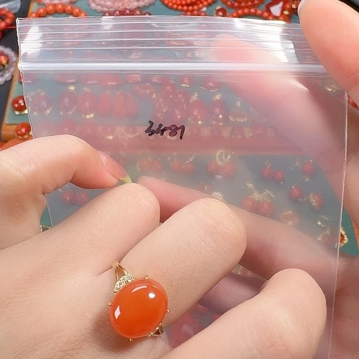 南红玛瑙银S925镶嵌戒指