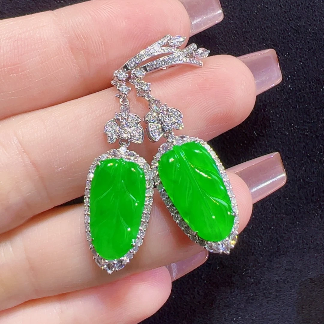 翡翠耳饰18K金镶嵌耳坠