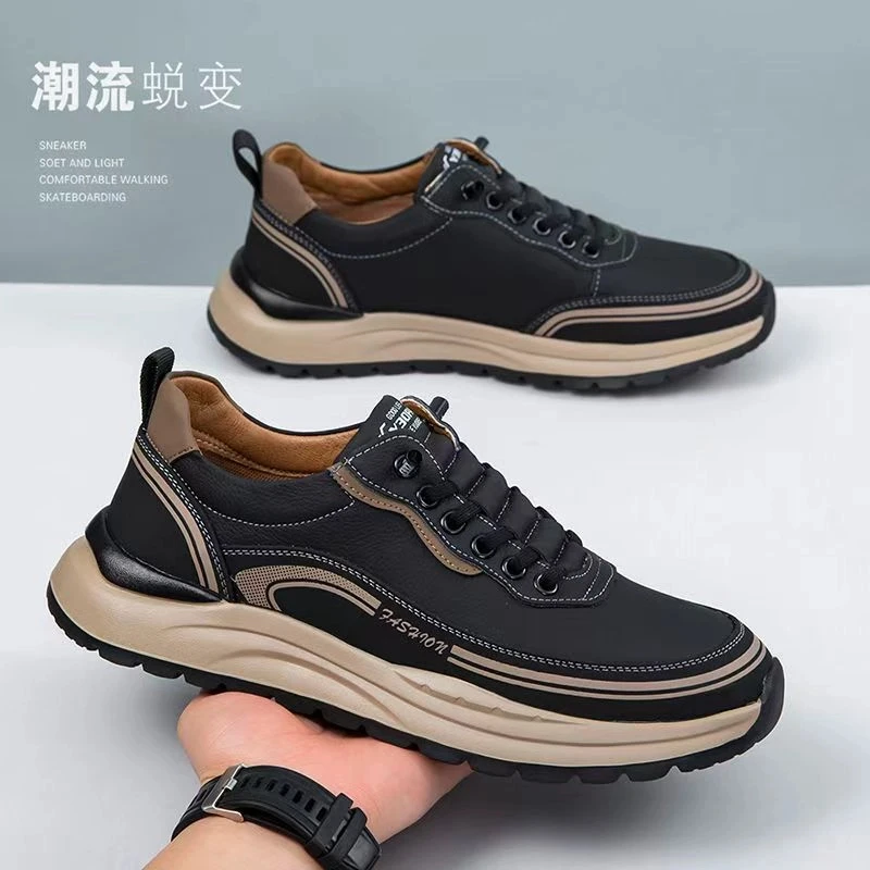 2025男鞋男士百搭透气防水春季潮流潮鞋防滑时尚软底上班耐磨工作