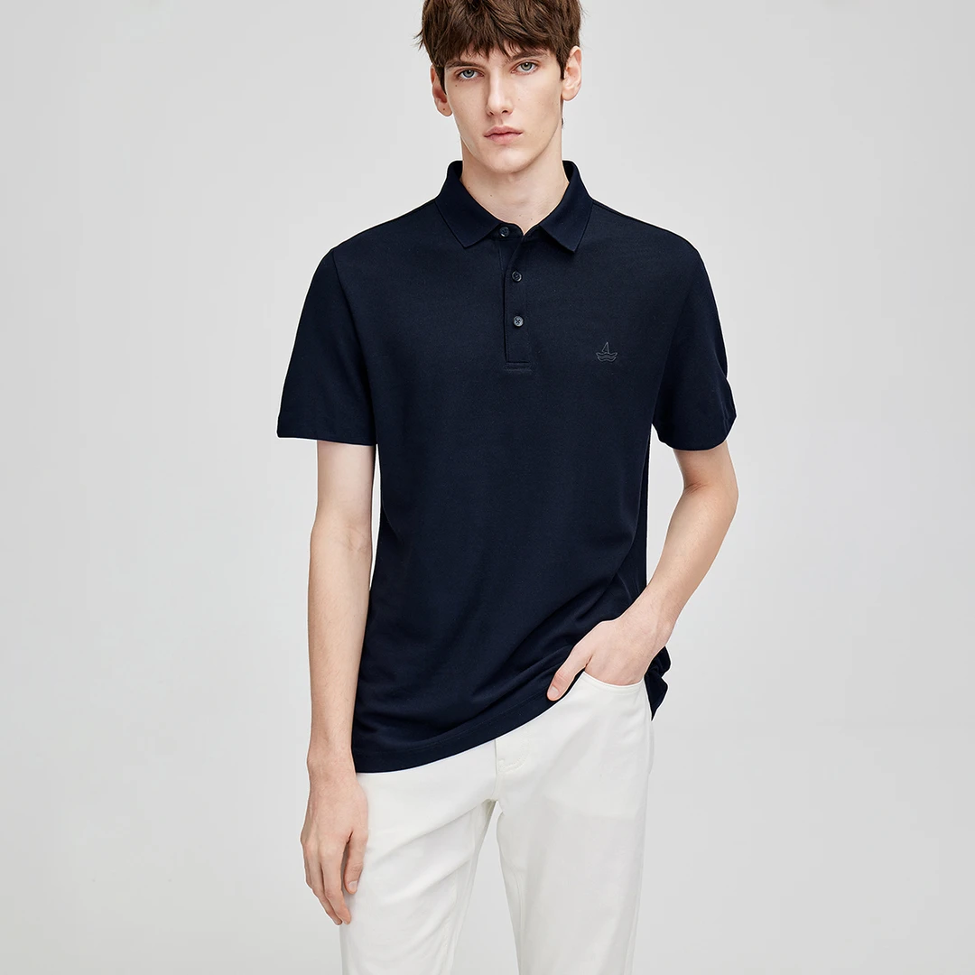 [冰感丝光蚕丝]navigare意大利小帆船短袖POLO衫男款商务休闲T恤