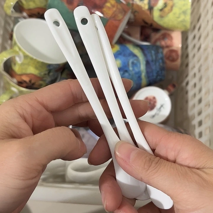 瓷片微瑕骨瓷纯白咖啡勺四个