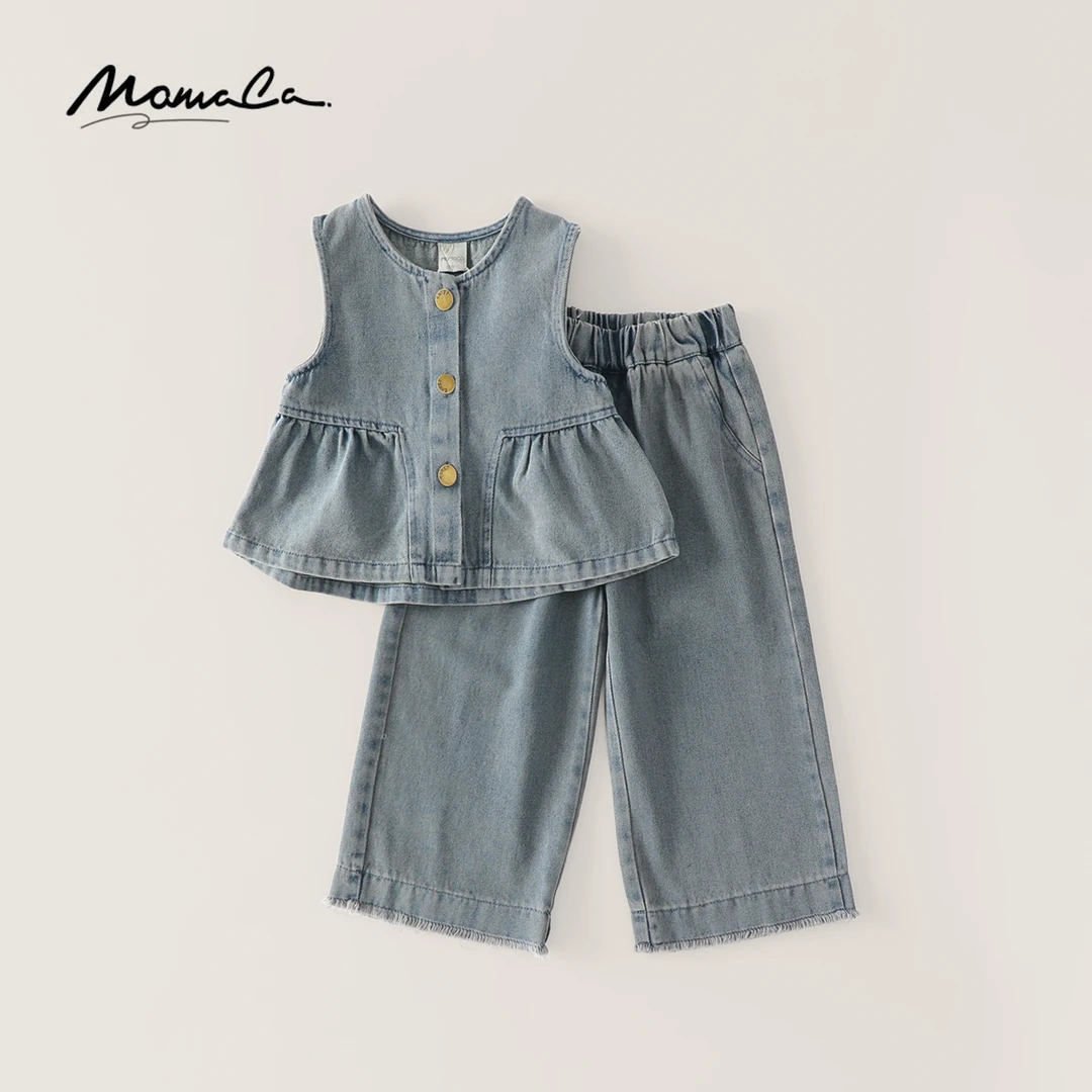 MOMOCO春秋季新款女童甜美牛仔套装时尚两件套77530580001