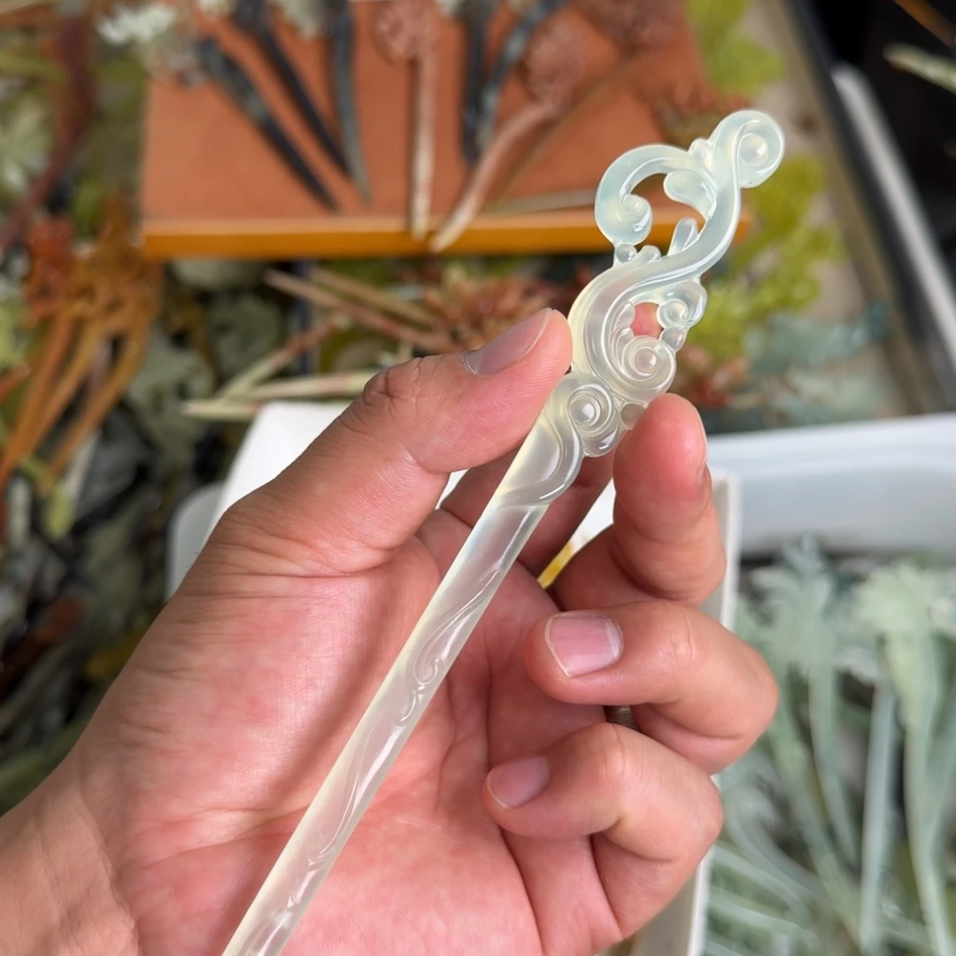 岫玉未镶嵌发饰明君玉簪就是好看