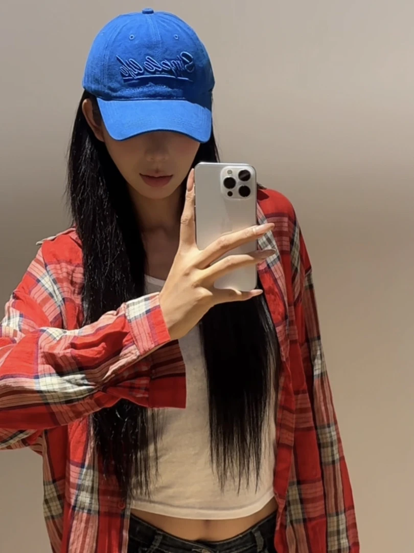 克莱因蓝字母棒球帽显白日常ins休闲百搭韩系街头复古刺绣鸭舌帽