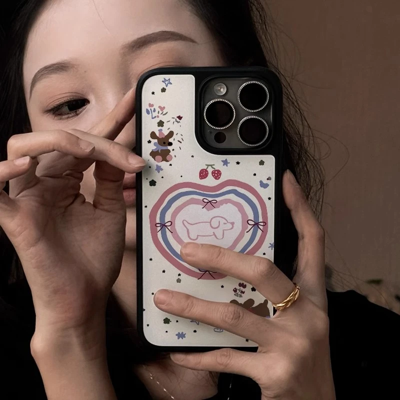 新款韩风爱心萌狗手机壳适用苹果16华为p70小米15/14oppo红米荣耀