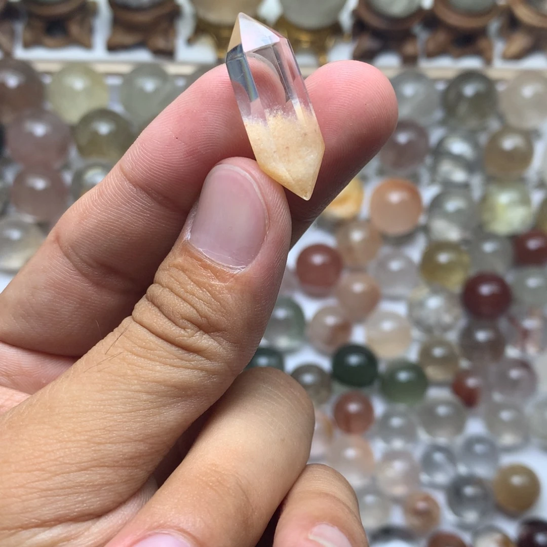 水晶珠宝半成品未镶嵌兔毛吊坠