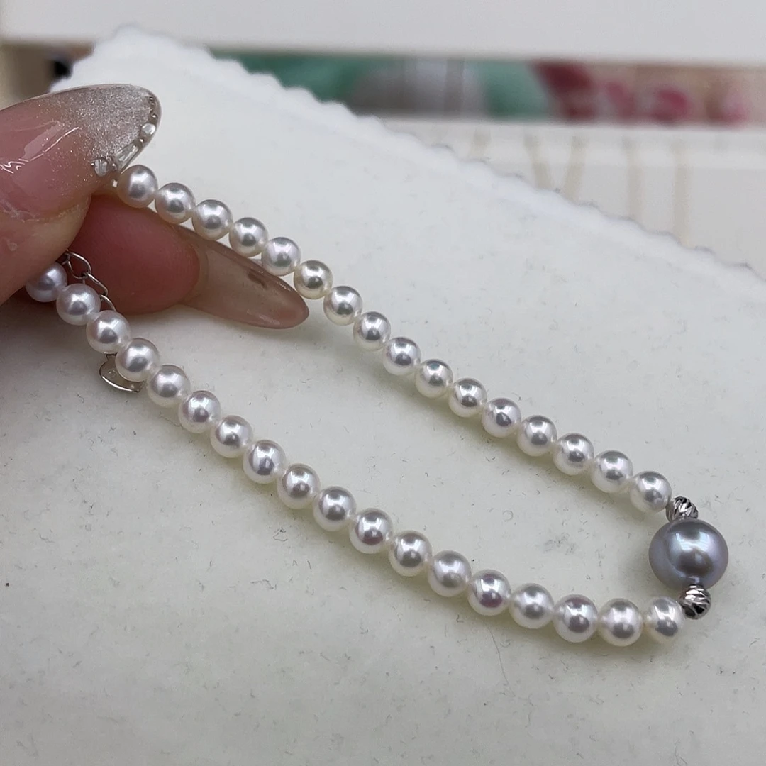 手绳银S925镶嵌海水珍珠
