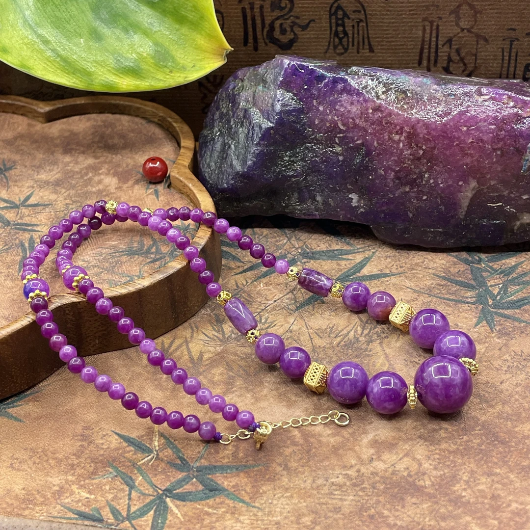 含辰砂工艺品繁花珠宝甄选老矿玉化皇家紫塔链RX60016